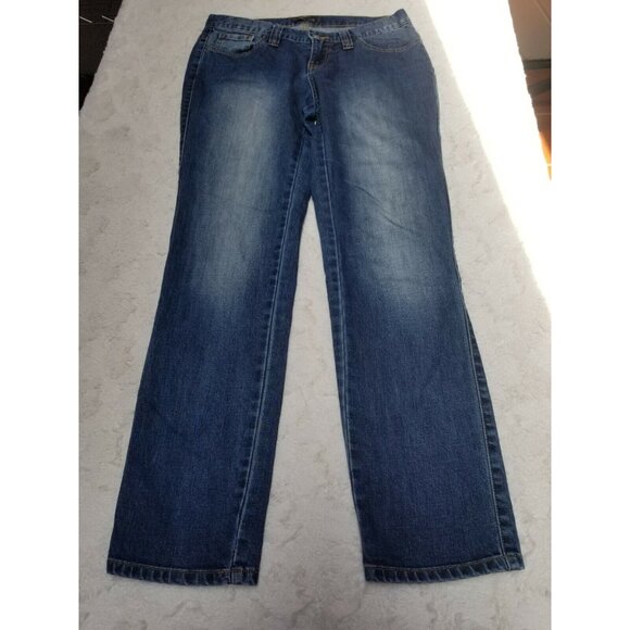 Prana Womens Straight Fly Zip Jeans 5-Pockets Low-Rise Washed Denim 2/26 Blue - Picture 1 of 7